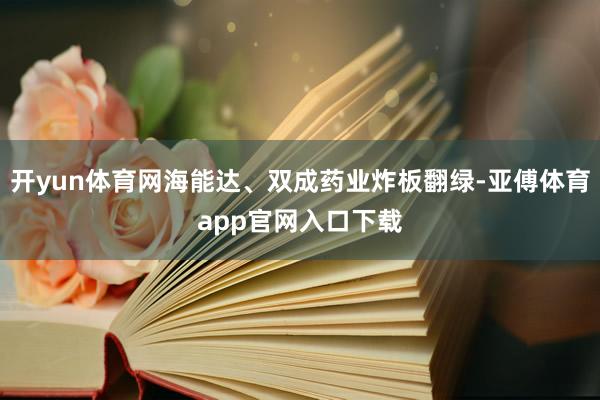 开yun体育网海能达、双成药业炸板翻绿-亚傅体育app官网入口下载