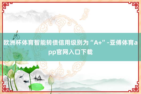 欧洲杯体育智能转债信用级别为“A+”-亚傅体育app官网入口下载