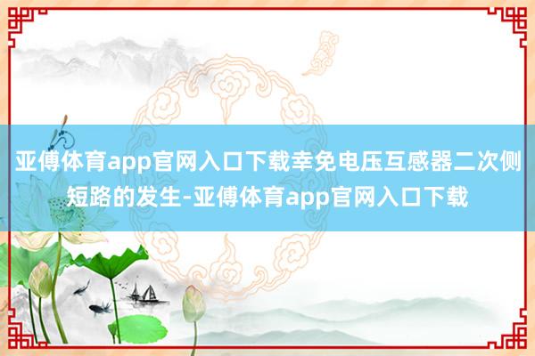 亚傅体育app官网入口下载幸免电压互感器二次侧短路的发生-亚傅体育app官网入口下载