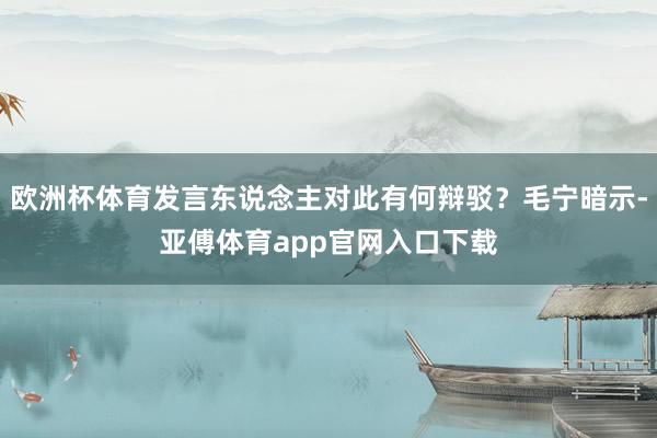 欧洲杯体育发言东说念主对此有何辩驳？毛宁暗示-亚傅体育app官网入口下载