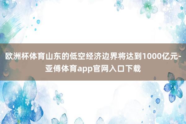 欧洲杯体育山东的低空经济边界将达到1000亿元-亚傅体育app官网入口下载